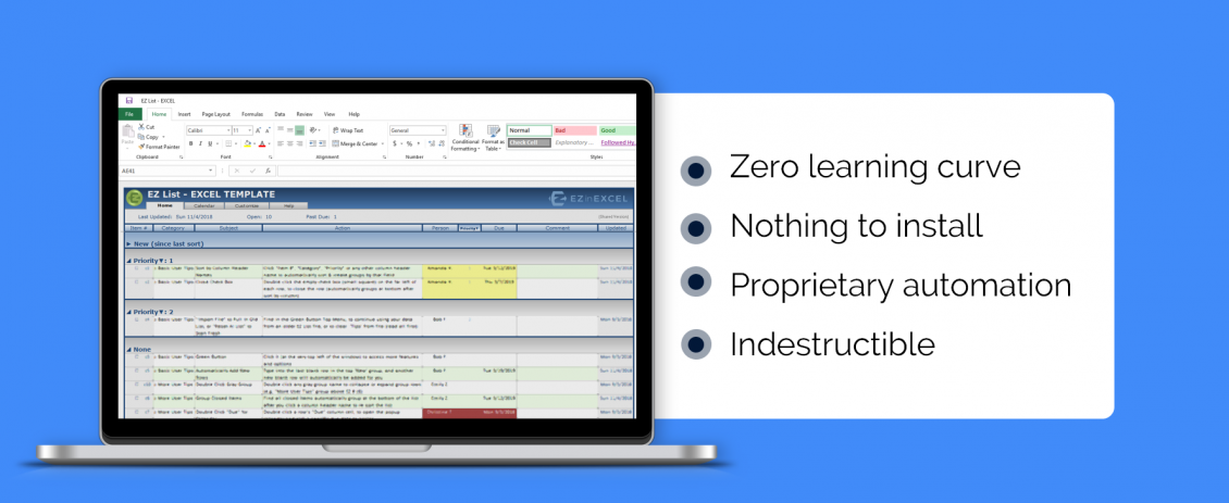 EZ List – EZinEXCEL – Project Manager Magic (Action Item List ...